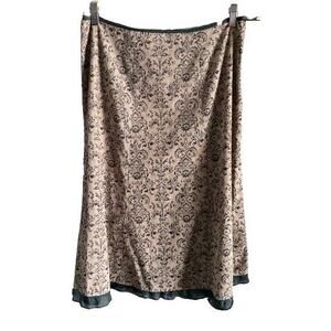 New Directions Cotton Cottagecore Tan Gray A-line‎ Silky Trim Skirt Sz 12